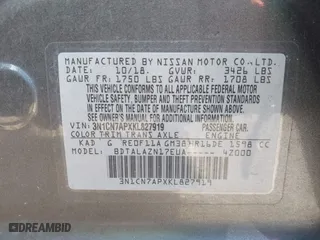 2019 Nissan Versa Sedan SV with VIN 3N1CN7APXKL827919, listed as a IAAI auction lot 41863085 with 100,997 mi miles. Bid and sale history available at carsss.com. Image 9.