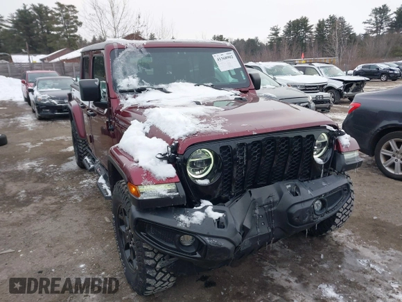 2021 Jeep Gladiator Willys with VIN 1C6HJTAG6ML571081, listed as a IAAI auction lot 41368902 with 45,077 mi miles and . Bid and sale history available at DreamBid. Image 1.