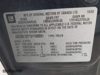 2003 Chevrolet Silverado 1500 LS with VIN 2GCEK19T131198891, listed as a IAAI auction lot 41984062 with 179,986 mi miles. Bid and sale history available at carsss.com. Image 9.