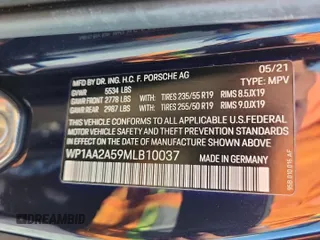 2021 Porsche Macan z VIN WP1AA2A59MLB10037, wystawiony jako Copart lot #58472725 z przebiegiem 36 042 mil mil oraz Szkoda całkowita • Salvage title. Historia ofert i sprzedaży dostępna na DreamBid. Obrazek 13.