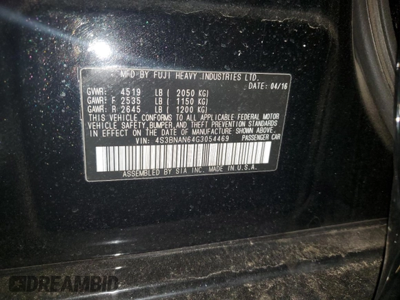 2016 Subaru Legacy 2.5i Limited with VIN 4S3BNAN64G3054469, listed as a Copart auction lot 80127163 with 22,556 mi miles. Bid and sale history available at carsss.com. Image 12.