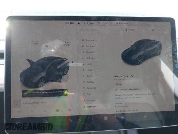 2024 Tesla Model Y с VIN 7SAYGDED1RF056306, выставлен на аукционе IAAI как лот 42683616 с пробегом 7 423 миль миль и . История ставок и продаж доступна на DreamBid. Изображение 7.