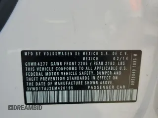 2014 Volkswagen Jetta SE с VIN 3VWD17AJ2EM420195, выставлен на аукционе Copart как лот 62750875 с пробегом 154 195 миль миль и Списание • Salvage title. История ставок и продаж доступна на DreamBid. Изображение 12.