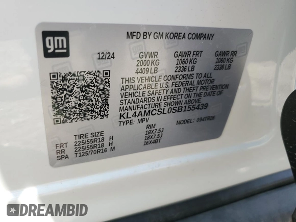 2025 Buick Encore GX Preferred with VIN KL4AMCSL0SB155439, listed as a Copart auction lot 62420025 with 1,359 mi miles and Clean title. Bid and sale history available at DreamBid. Image 13.