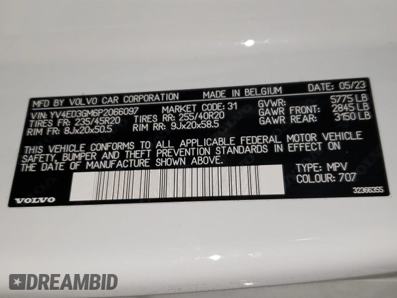 2023 Volvo C40 Recharge Pure Electric Ultimate with VIN YV4ED3GM6P2066097, listed as a Copart auction lot 80301104 with 43,982 mi miles and Salvage Title. Bid and sale history available at carsss.com. Image 14.