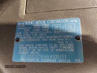 1997 Suzuki Sidekick z VIN JS3TD21V6V4105151, wystawiony jako IAAI lot #41805371 z przebiegiem 126 588 mil mil oraz . Historia ofert i sprzedaży dostępna na DreamBid. Obrazek 9.