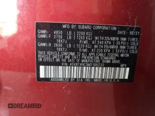 2021 Subaru Outback Limited with VIN 4S4BTANC5M3188233, listed as a Copart auction lot 58752495 with 73,973 mi miles and Salvage title. Bid and sale history available at DreamBid. Image 12.