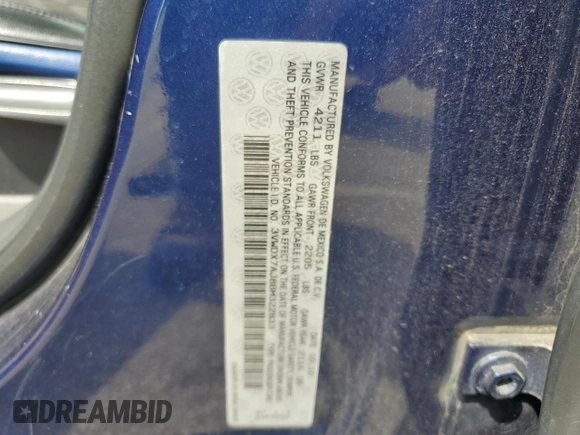 2011 Volkswagen Jetta SE with VIN 3VWDX7AJ8BM322833, listed as a Copart auction lot 56546615 with 140,808 mi miles and Salvage title. Bid and sale history available at DreamBid. Image 12.