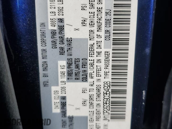 2009 Mazda 5 Grand Touring with VIN JM1CR293590354928, listed as a Copart auction lot 85419344 with 255,344 mi miles and Salvage title. Bid and sale history available at DreamBid. Image 13.