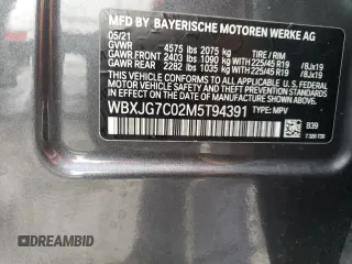 2021 BMW X1 sDrive28i with VIN WBXJG7C02M5T94391, listed as a Copart auction lot 36539143 with 15,684 mi miles. Bid and sale history available at carsss.com. Image 13.