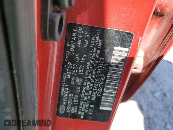 2015 Hyundai Accent GLS with VIN KMHCT4AE9FU913133, listed as a Copart auction lot 49409425 with 120,930 mi miles and Clean Title. Bid and sale history available at DreamBid. Image 12.