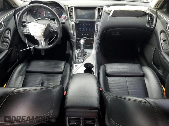 2016 Infiniti Q50 Red Sport 400 with VIN JN1FV7APXGM420158, listed as a Copart auction lot 43395405 with 114,943 mi miles and Salvage title. Bid and sale history available at DreamBid. Image 8.