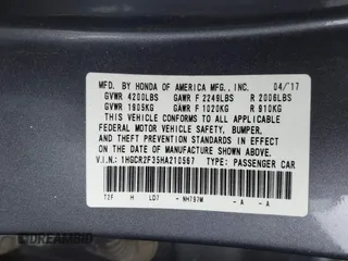 2017 Honda Accord LX with VIN 1HGCR2F35HA210567, listed as a IAAI auction lot 42067394 with 144,734 mi miles. Bid and sale history available at carsss.com. Image 9.