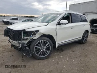 2019 Infiniti QX60 Luxe z VIN 5N1DL0MM7KC523230, wystawiony jako Copart lot #52696665 z przebiegiem 59 999 mil mil oraz Szkody całkowita. Historia ofert i sprzedaży dostępna na DreamBid. Obrazek 1.