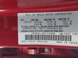 2022 Mazda Mazda3 Hatchback Preferred with VIN JM1BPALL9N1518688, listed as a IAAI auction lot 41968910 with 19,753 mi miles. Bid and sale history available at carsss.com. Image 9.