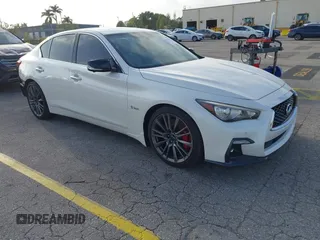 2020 Infiniti Q50 Red Sport 400 with VIN JN1FV7AP3LM630448, listed as a IAAI auction lot 41732776 with 35,161 mi miles and . Bid and sale history available at carsss.com. Image 1.