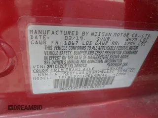 2019 Nissan Note SV with VIN 3N1CE2CP7KL365013, listed as a IAAI auction lot 42068720 with 154,103 mi miles and . Bid and sale history available at DreamBid. Image 9.