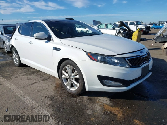 2011 Kia Optima EX with VIN KNAGN4A60B5163017, listed as a IAAI auction lot 41277968 with 185,012 mi miles and . Bid and sale history available at carsss.com. Image 1.