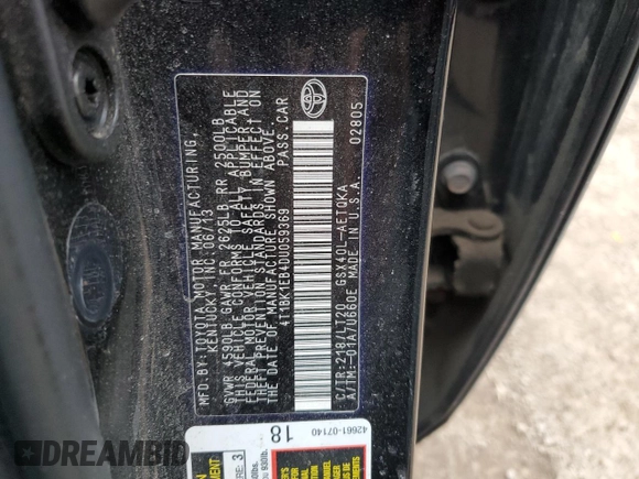 2013 Toyota Avalon XLE with VIN 4T1BK1EB4DU059369, listed as a Copart auction lot 53482475 with 134,577 mi miles and Salvage Title. Bid and sale history available at DreamBid. Image 12.