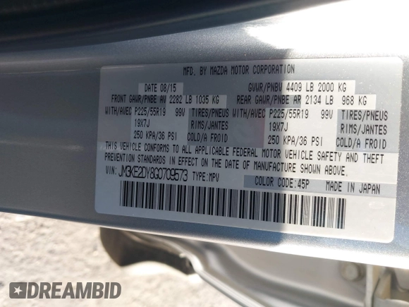 2016 Mazda CX-5 Grand Touring z VIN JM3KE2DY8G0709573, wystawiony jako IAAI lot #42021005 z przebiegiem 113 941 mil mil oraz . Historia ofert i sprzedaży dostępna na DreamBid. Obrazek 9.