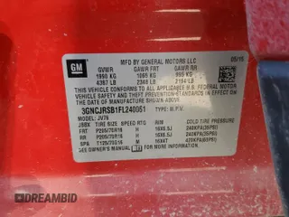 2015 Chevrolet Trax LT with VIN 3GNCJRSB1FL240061, listed as a Copart auction lot 50010165 with 89,741 mi miles and Salvage Title. Bid and sale history available at carsss.com. Image 13.