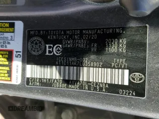 2020 Toyota Camry LE with VIN 4T1C11AK7LU358902, listed as a Copart auction lot 49436245 with 251,063 mi miles and Salvage Title. Bid and sale history available at carsss.com. Image 12.