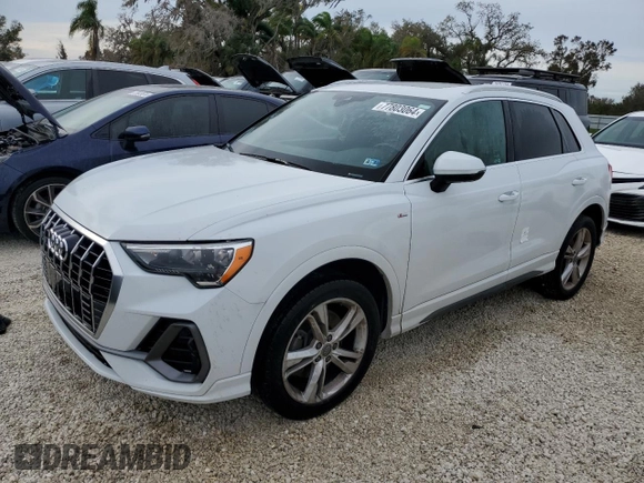 2019 Audi Q3 S line Premium with VIN WA1DECF32K1086585, listed as a Copart auction lot 77803064 with 67,991 mi miles and Non repairable. Bid and sale history available at DreamBid. Image 1.