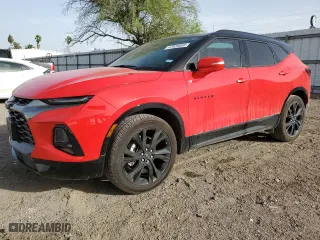2022 Chevrolet Blazer RS with VIN 3GNKBERS1NS197997, listed as a Copart auction lot 47826055 with 43,596 mi miles and Salvage Title. Bid and sale history available at carsss.com. Image 1.