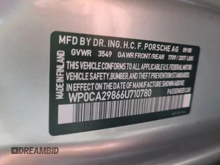2006 Porsche Boxster с VIN WP0CA29866U710780, выставлен на аукционе Copart как лот 74619804 с пробегом Не указан миль и На запчасти • Non repairable. История ставок и продаж доступна на DreamBid. Изображение 13.