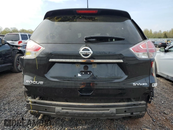 2016 Nissan Rogue SV with VIN KNMAT2MV1GP647313, listed as a Copart auction lot 54320595 with 105,490 mi miles and Salvage Title. Bid and sale history available at carsss.com. Image 6.