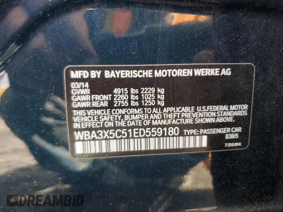 2014 BMW 3 Series 328i Gran Turismo xDrive with VIN WBA3X5C51ED559180, listed as a Copart auction lot 56456715 with 97,347 mi miles and Salvage title. Bid and sale history available at DreamBid. Image 13.