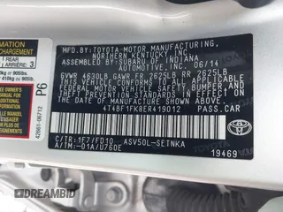 2014 Toyota Camry L with VIN 4T4BF1FK8ER419012, listed as a IAAI auction lot 41819331 with 84,372 mi miles and . Bid and sale history available at DreamBid. Image 9.