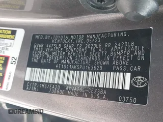2023 Toyota Camry SE with VIN 4T1G11AK5PU163629, listed as a IAAI auction lot 42262131 with 47,617 mi miles and . Bid and sale history available at DreamBid. Image 9.