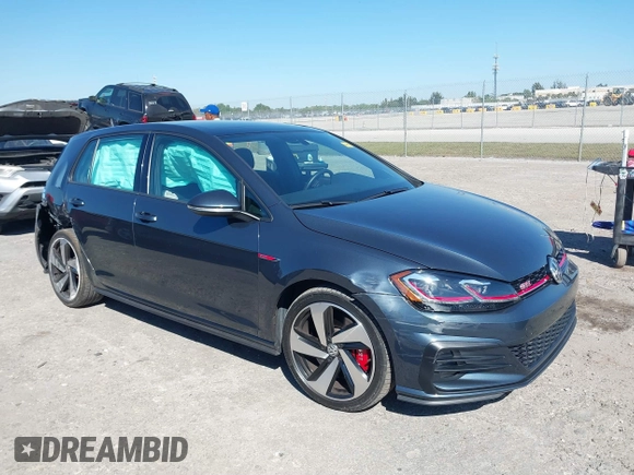 2019 Volkswagen Golf GTI S with VIN 3VW6T7AU1KM027863, listed as a IAAI auction lot 41782997 with 91,652 mi miles. Bid and sale history available at carsss.com. Image 1.