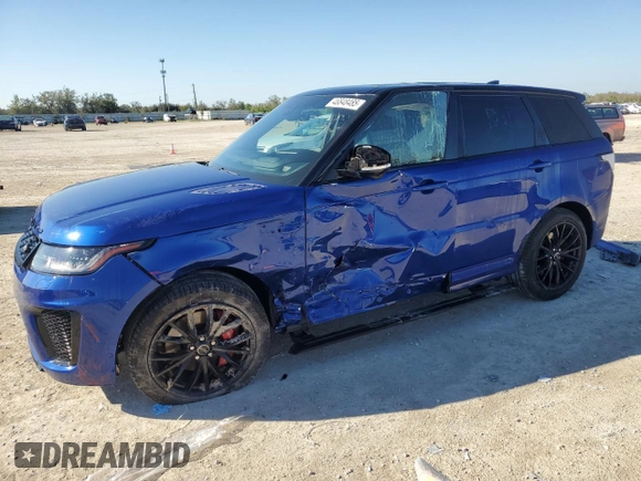2020 Land Rover Range Rover Sport SVR with VIN SALWZ2RE2LA746158, listed as a Copart auction lot 46848485 with 15,320 mi miles and Salvage Title. Bid and sale history available at carsss.com. Image 1.