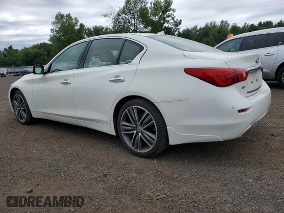 2014 Infiniti Q50 Premium with VIN JN1BV7AR1EM681496, listed as a Copart auction lot 61823625 with 53,261 mi miles and Salvage title. Bid and sale history available at DreamBid. Image 2.