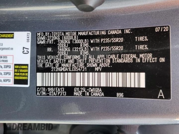 2020 Lexus RX with VIN 2T2HGMDA1LC054731, listed as a Copart auction lot 65292862 with 25,489 mi miles. Bid and sale history available at carsss.com. Image 10.
