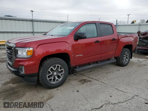 2021 GMC Canyon 4WD AT4 w/Cloth with VIN 1GTG6FENXM1185842, listed as a Copart auction lot 52574755 with 47,322 mi miles and Salvage Title. Bid and sale history available at carsss.com. Image 1.