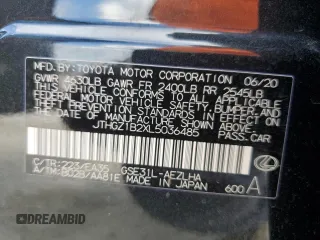 2020 Lexus IS with VIN JTHGZ1B2XL5036485, listed as a Copart auction lot 78312694 with 42,704 mi miles and Non Repairable. Bid and sale history available at carsss.com. Image 13.