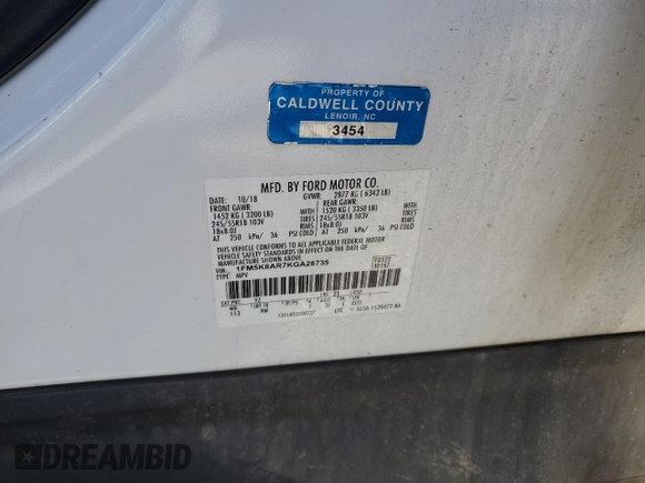 2019 Ford Police Interceptor Utility z VIN 1FM5K8AR7KGA28735, wystawiony jako Copart lot #48249505 z przebiegiem 137 809 mil mil oraz Szkoda całkowita • Salvage title. Historia ofert i sprzedaży dostępna na DreamBid. Obrazek 13.
