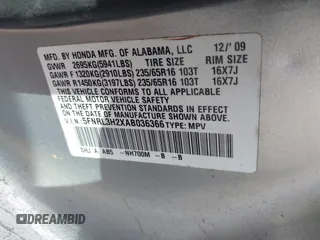2010 Honda Odyssey LX with VIN 5FNRL3H2XAB036366, listed as a IAAI auction lot 42098772 with 72,339 mi miles and . Bid and sale history available at DreamBid. Image 9.