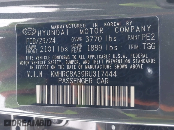 2024 Hyundai Venue SEL z VIN KMHRC8A39RU317444, wystawiony jako IAAI lot #41596048 z przebiegiem 8 619 mil mil oraz . Historia ofert i sprzedaży dostępna na DreamBid. Obrazek 9.