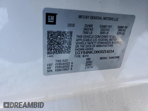 2019 Cadillac Escalade ESV Luxury z VIN 1GYS4HKJXKR214214, wystawiony jako Copart lot #42139385 z przebiegiem 94 736 mil mil oraz Szkoda całkowita • Salvage title. Historia ofert i sprzedaży dostępna na DreamBid. Obrazek 14.