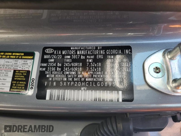 2020 Kia Telluride LX z VIN 5XYP2DHC1LG089543, wystawiony jako Copart lot #50340175 z przebiegiem 124 961 mil mil oraz Szkoda całkowita • Salvage title. Historia ofert i sprzedaży dostępna na DreamBid. Obrazek 15.