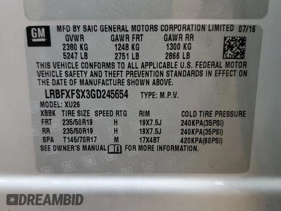 2016 Buick Envision Premium II with VIN LRBFXFSX3GD245654, listed as a Copart auction lot 77356864 with 66,922 mi miles and Salvage Title. Bid and sale history available at carsss.com. Image 16.