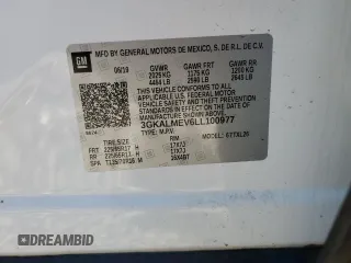2020 GMC Terrain SLE with VIN 3GKALMEV6LL100977, listed as a Copart auction lot 47020365 with 52,146 mi miles and Salvage Title. Bid and sale history available at carsss.com. Image 13.