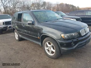 2003 BMW X5 3.0i with VIN 5UXFA53553LV89818, listed as a IAAI auction lot 41461860 with 999,999 mi miles. Bid and sale history available at carsss.com. Image 1.