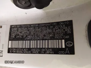 2010 Lexus IS 250 C z VIN JTHFF2C20A2513920, wystawiony jako IAAI lot #42084678 z przebiegiem 175 530 mil mil oraz . Historia ofert i sprzedaży dostępna na DreamBid. Obrazek 9.