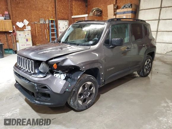 2018 Jeep Renegade Upland with VIN ZACCJBAB5JPG63825, listed as a Copart auction lot 61135135 with 113,666 mi miles and Salvage title. Bid and sale history available at DreamBid. Image 1.