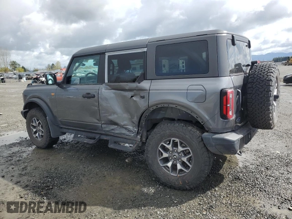 2023 Ford Bronco with VIN 1FMEE5DP9PLB06866, listed as a Copart auction lot 50573715 with 21,043 mi miles and Salvage Title. Bid and sale history available at carsss.com. Image 2.